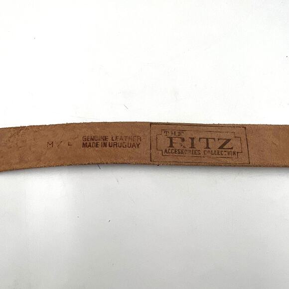 Tooled Leather Belt The Ritz Accessories Floral Motif Tan - Picture 5 of 9